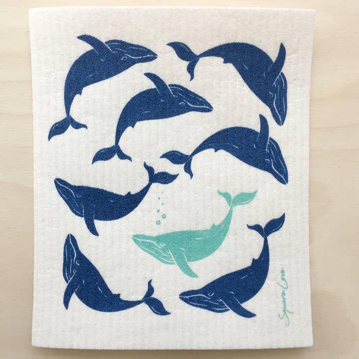 Whales Swedish Dishcloth for wholesale by Square Love