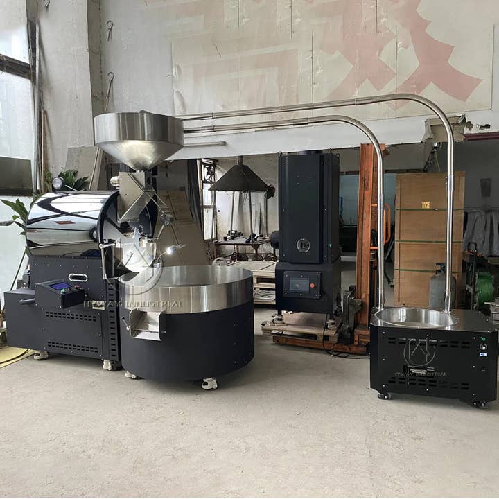 HW-17kg 15kg Double Drum Cast Iron Stainless Steel Gas Hot air Heating Coffee Roasters Coffee Bean Coffee Roaster Machine for wholesale by Ivy Royal