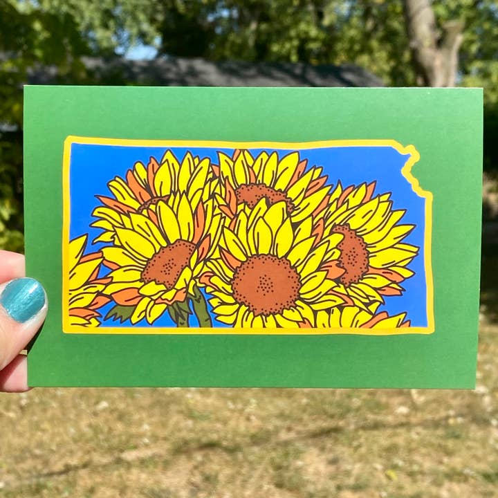 Kansas Sunflower 4x6" Print Postcard for wholesale by Lil Boat Boutique