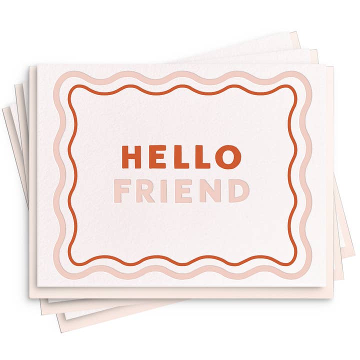 Hello Friend - Box Set of 6 Letterpress Cards for wholesale by Dahlia Press