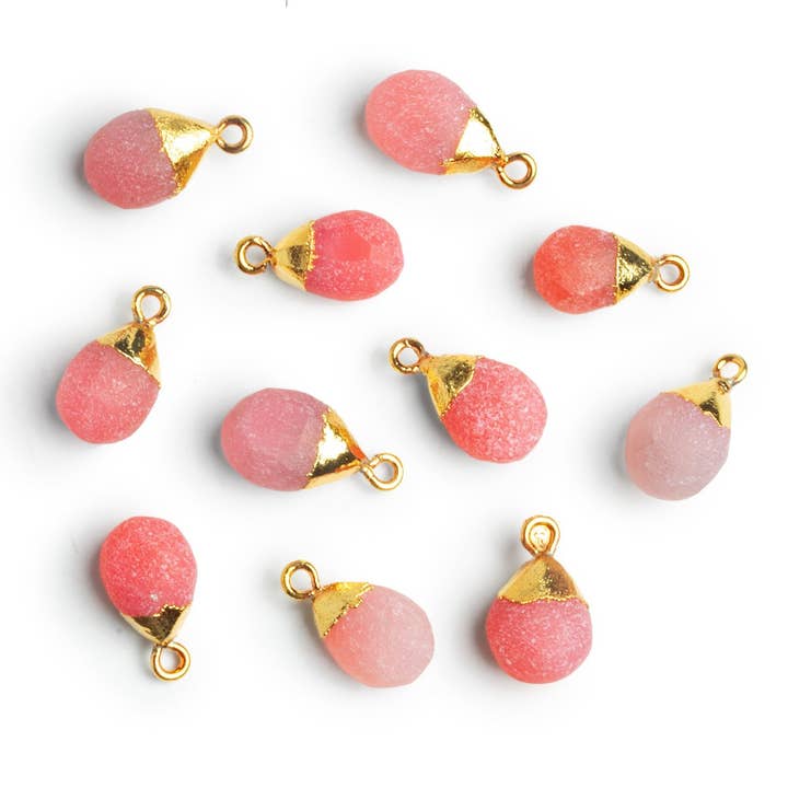 13x8mm Gold Leafed Watermelon Chalcedony Pear Pendant 1 Bead for wholesale by The Bead Traders