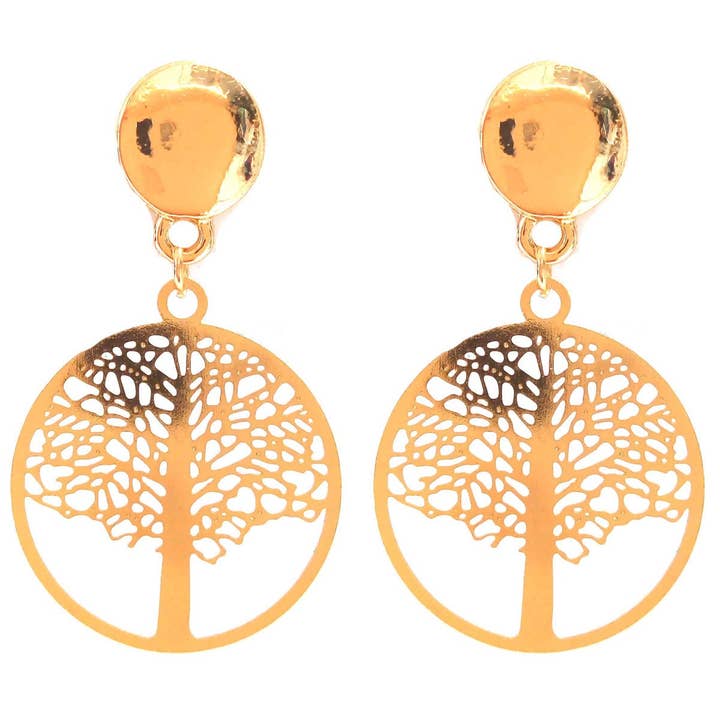 Tree of Life Brass Earrings for wholesale by JUL ET FIL