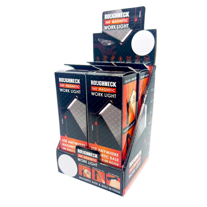 Novelty Brands - Wholesale Flashlight - Roughneck 360° Adjustable Magnetic LED Work Light- 4/Display
