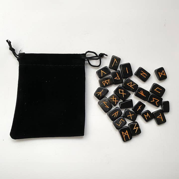 VIE - Wholesale Spiritual Stone/Crystal - Rectangular Rune Set with Pouch