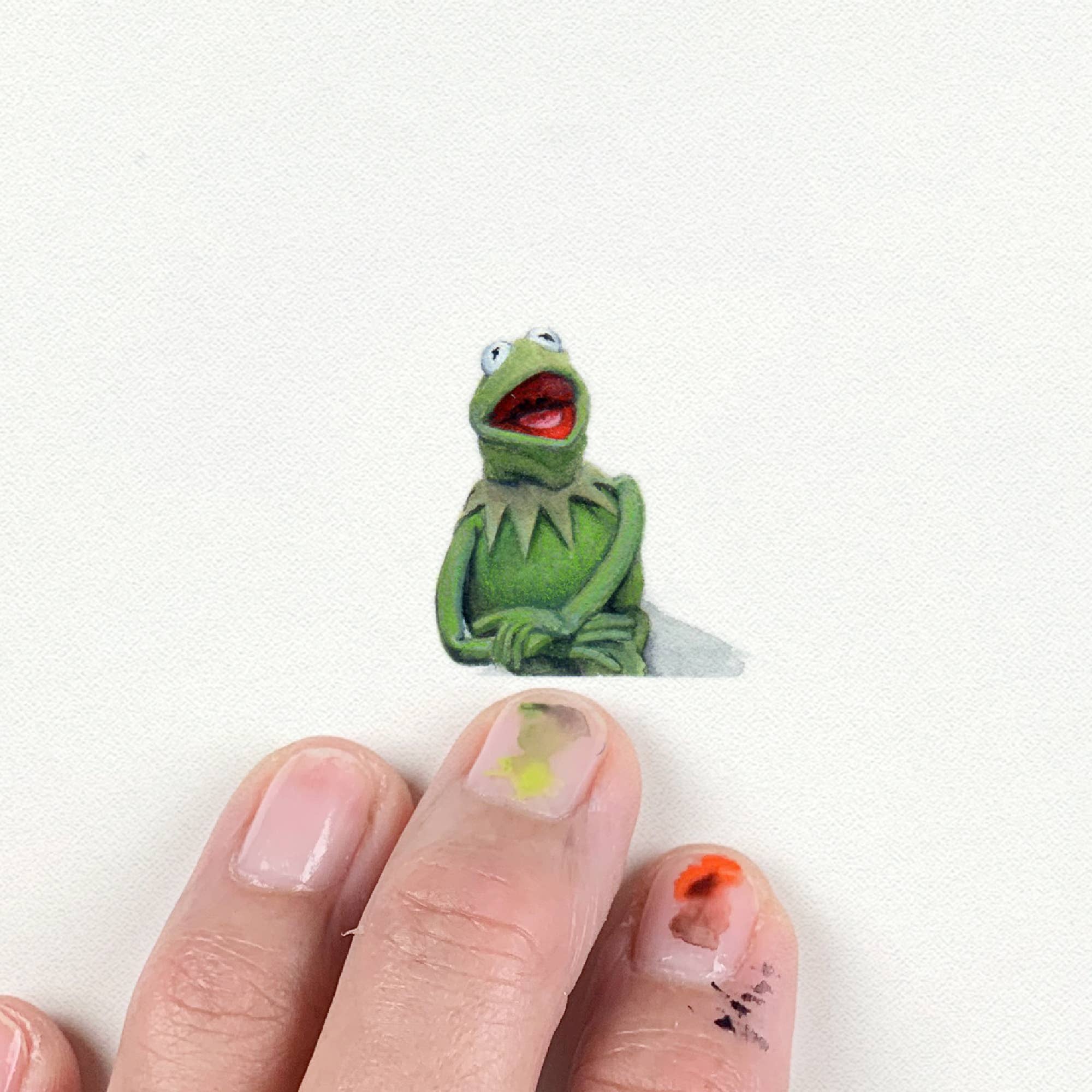 Karen Libecap Tiny Paintings - Wholesale Art Print - Kermit the Frog Miniature Watercolor Painting - Art Print1
