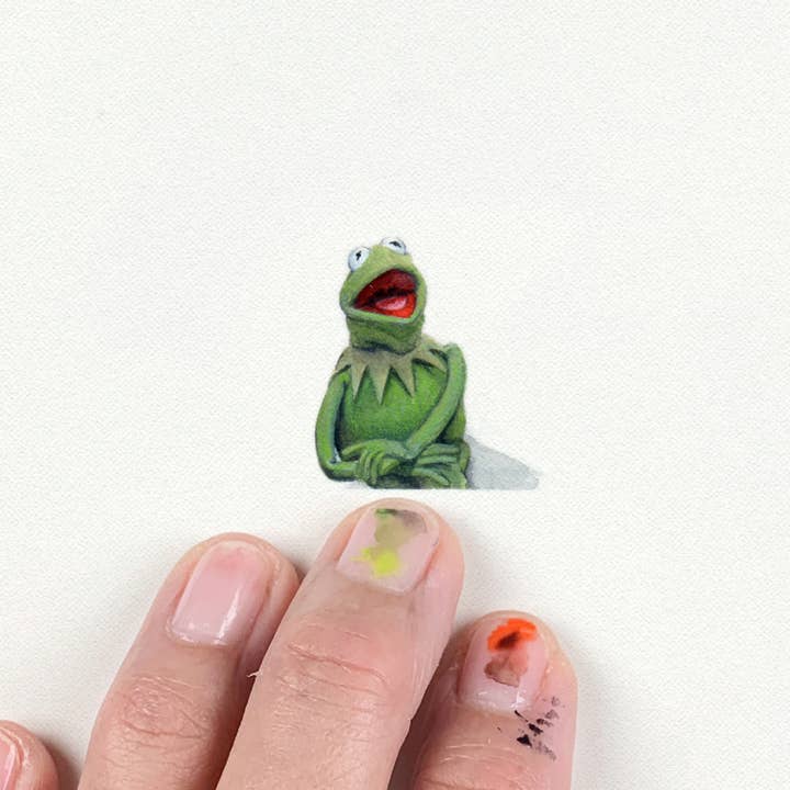 Karen Libecap Tiny Paintings - Wholesale Art Print - Kermit the Frog Miniature Watercolor Painting - Art Print1