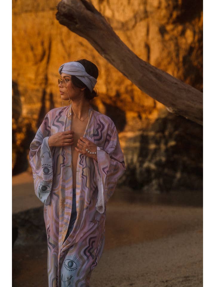 Multicolored Trust Your Soul Furisode Long Kimono no fringes for wholesale on Faire2