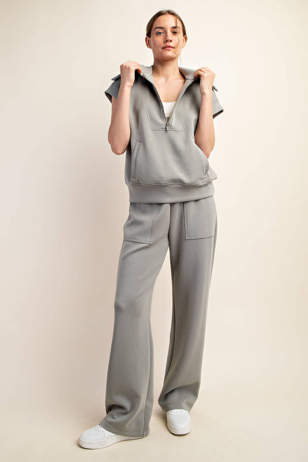 Rae Mode - Vente Haut de sport – femme - HAUT À MANCHES COURTES ET FERMETURE ÉCLAIR QUARTER EN MODAL POUR PLONGÉE20