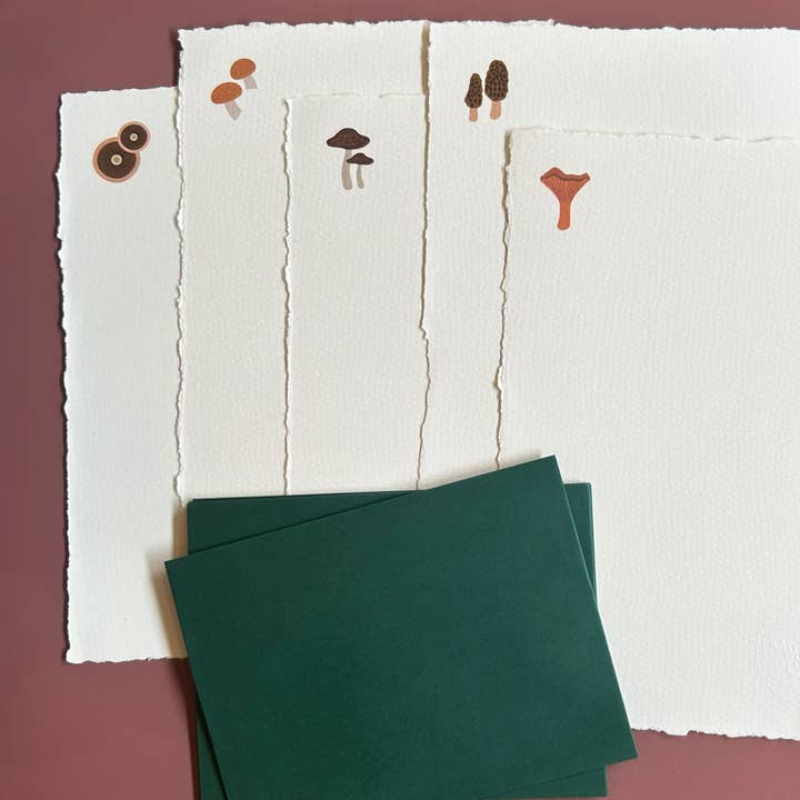 Moon&June Studio - Wholesale Stationery/Notecard Set - Mushroom Letter Set Stationery / Handmade Paper2