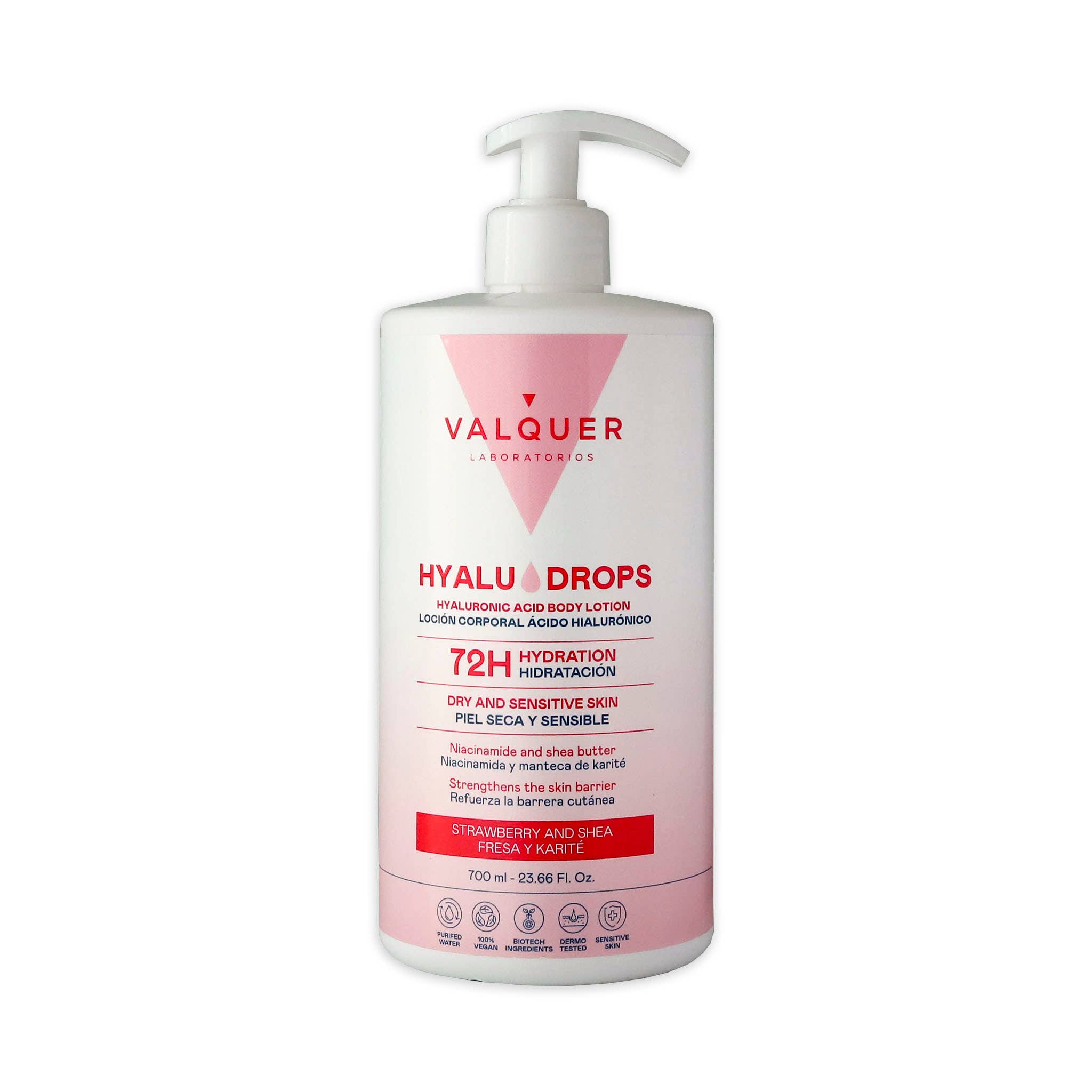 Valquer Laboratorios - Wholesale Body Cream/Lotion - Hyaludrops Body Lotion Strawberry and Shea 72 h 700 ml0