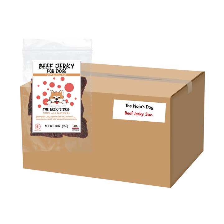 USDA Certified Beef Jerky Treat for Dogs 3oz. (1 CASE) for wholesale by The Nojo's Dog