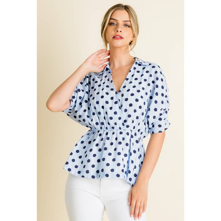 Top cache-cœur rayé à pois pour la vente par THML