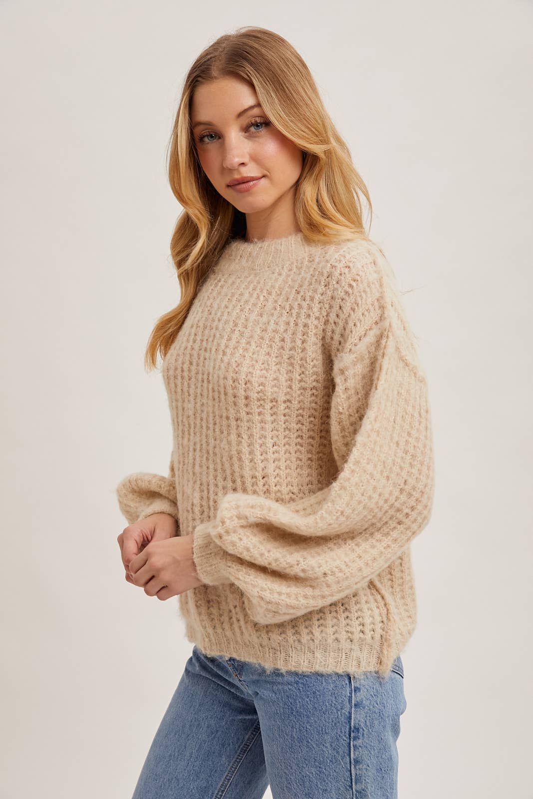 Bluivy – wholesale Pullovertröja - Dam – Oversized tröja i våffelstickning14