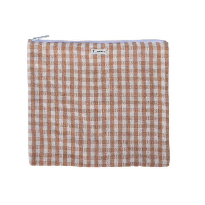kd weave - Wholesale Pouch - Women's - Tan Gingham Pouch1