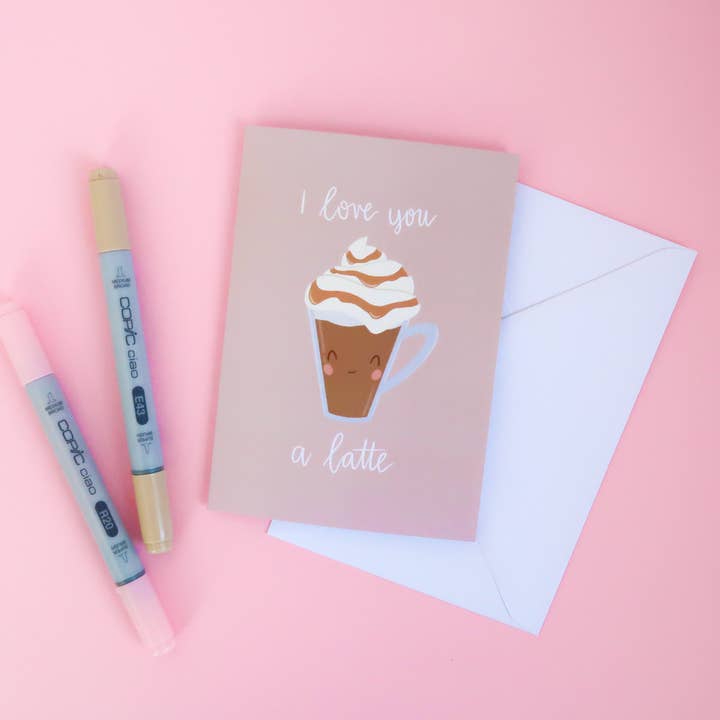 Love You A Latte Greeting Card for wholesale by Lula Rocks