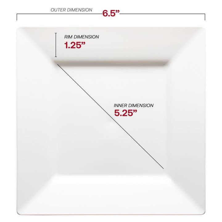 Smarty had a Party – wholesale Disposable plate – 6.5" White Square Plastic Cake Plates - 10 pcs2