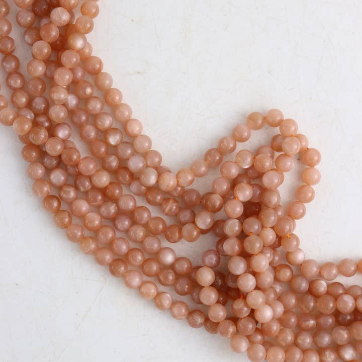 Perlas redondas Peach Moonstone de 8 mm para venta al por mayor de Mi Esperanza Minerals