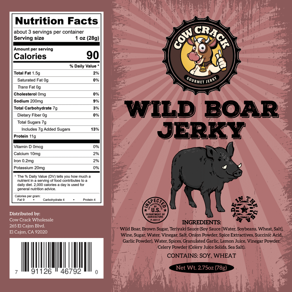 Cow Crack Wholesale - Vente Viande séchée - Cow Crack Wild Boar Jerky 2,75 oz1