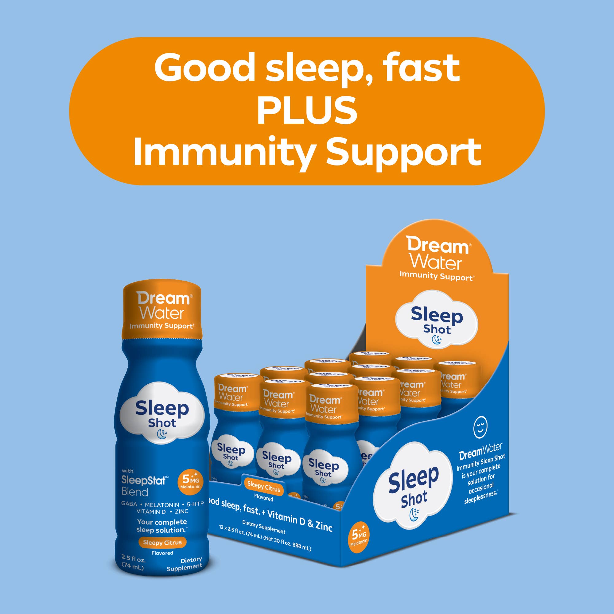 Dream Water - Wholesale Oral Supplement/Vitamin - Dream Water Sleep Aid Liquid Shot - Immunity Support - 12 pk3