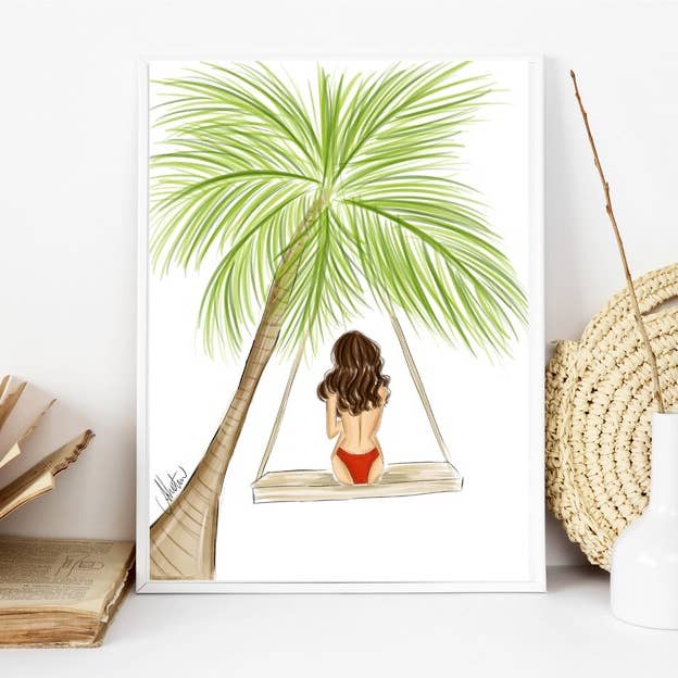 Palm Trees Art, Tropical Wall Art Beach Illustration Summer for wholesale by PLTStudio