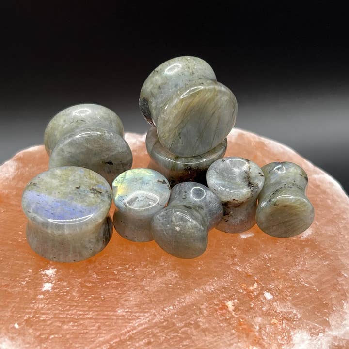 EC Plugs and Gems - Wholesale Gauge/Plug Earrings - Labradorite Plugs Double Flare - Gauges Pair3