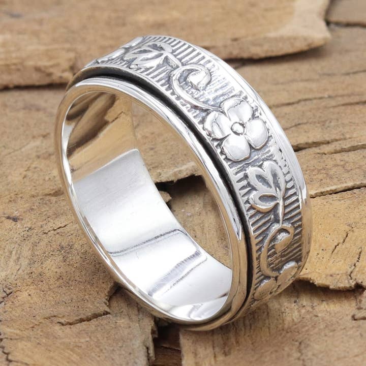 Designer Spinner Ring: 925 Silver Handmade Fidget Jewelry for wholesale by Jay Jools