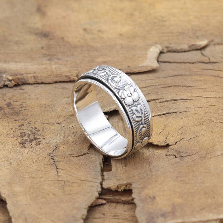Designer Spinner Ring: 925 Silver Handmade Fidget Jewelry for wholesale by Jay Jools