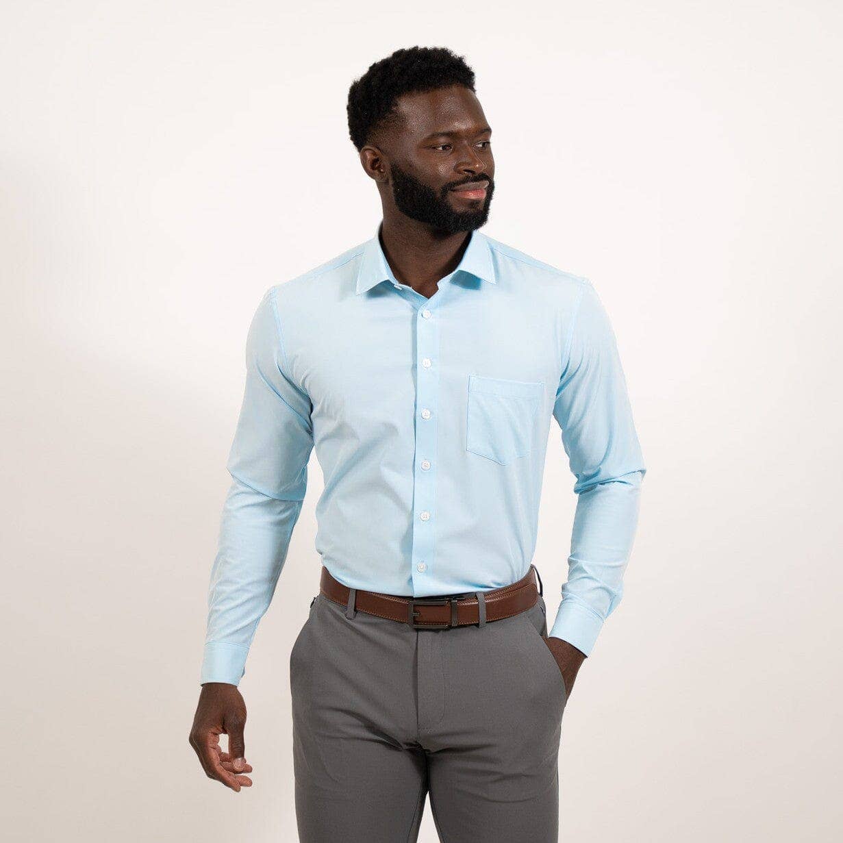 Tough Apparel - Wholesale Button Down Shirt - Men's - Blue Hustle Dress Shirt - Long Sleeve5