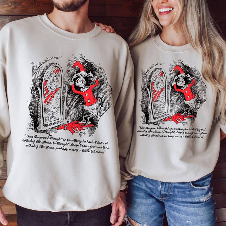 TheKingShirt - Wholesale Graphic Sweatshirt - Women's - Grinchmas Christmas Means A Little Bit More Family Tee2