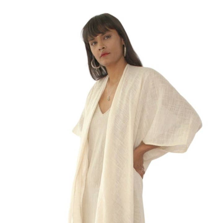 Cream Organic Cotton Shrug and other Purchase Wholesale meditation shawl. Free Returns & Net 60 Terms on Faire trending on Faire.