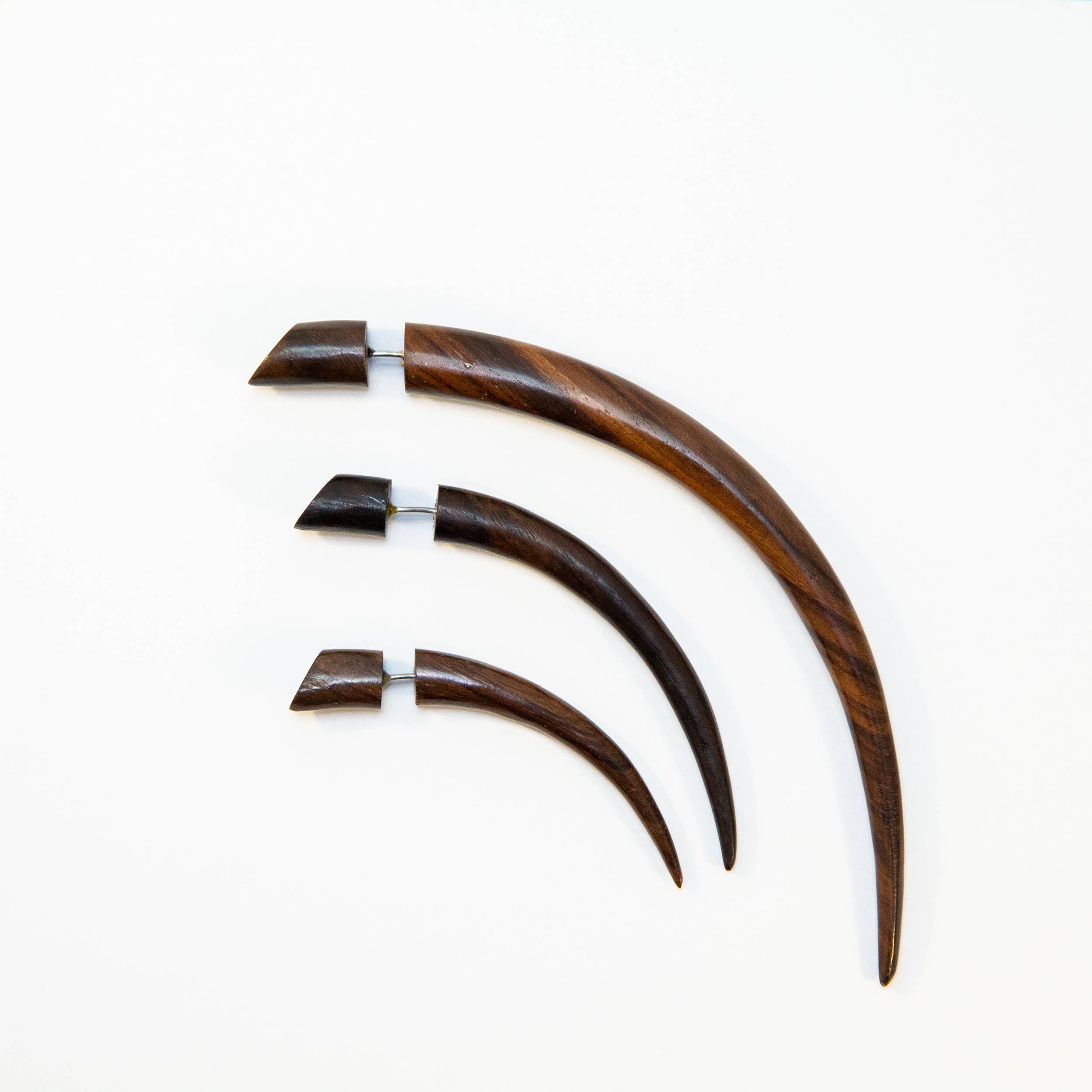 Ajmer by Jodi - Wholesale Dangle Earrings - Small Wood Spike Faux Gauges ~ fake gauge earrings9