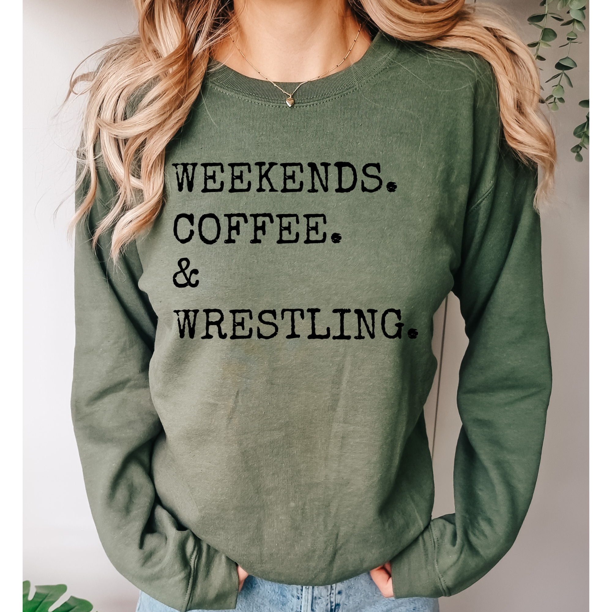 ZZ Threadz – wholesale Graphic sweatshirt – Women’s – Weekends, Coffee, & Wrestling Sweatshirt2