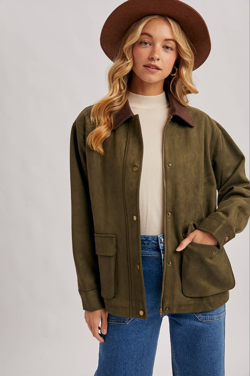 Bluivy - Wholesale Jacket - Women's - BUTTON DOWN FAUX SUEDE BARBOUR JACKET10