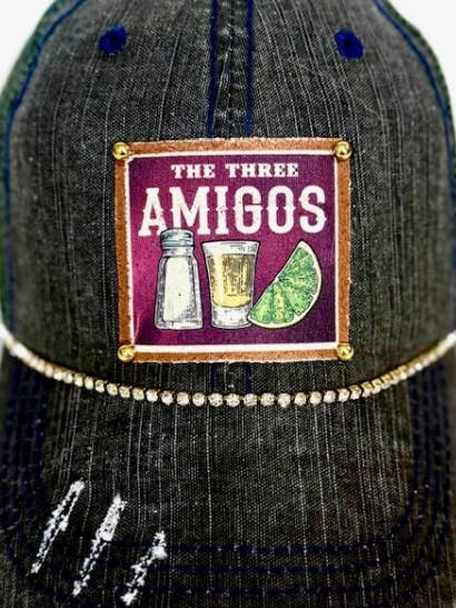 "THE THREE AMIGOS " DISTRESSED TRUCKER HAT #323 for wholesale by Jana's Flannels