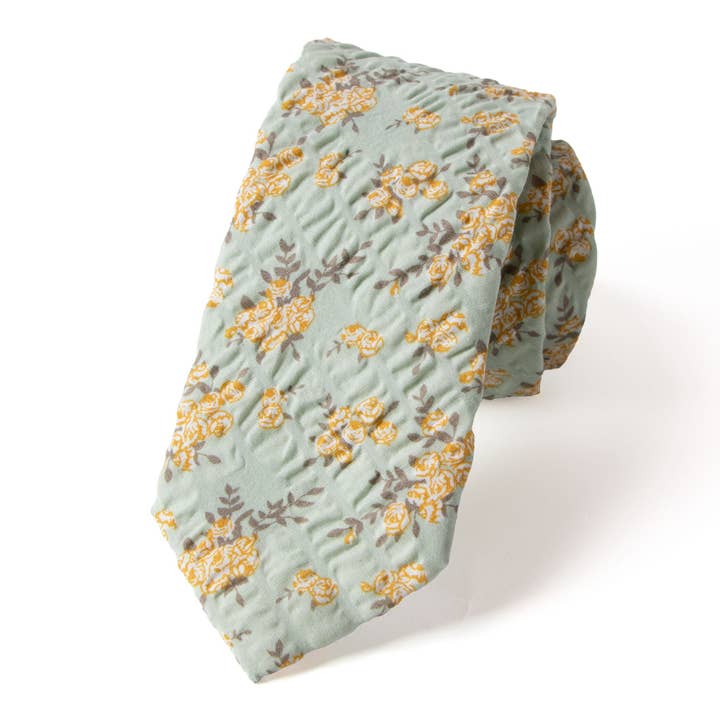 Men's Salt Shrinking Floral Necktie, Sage (STYLE:1260.03SG) for wholesale by Spring Notion