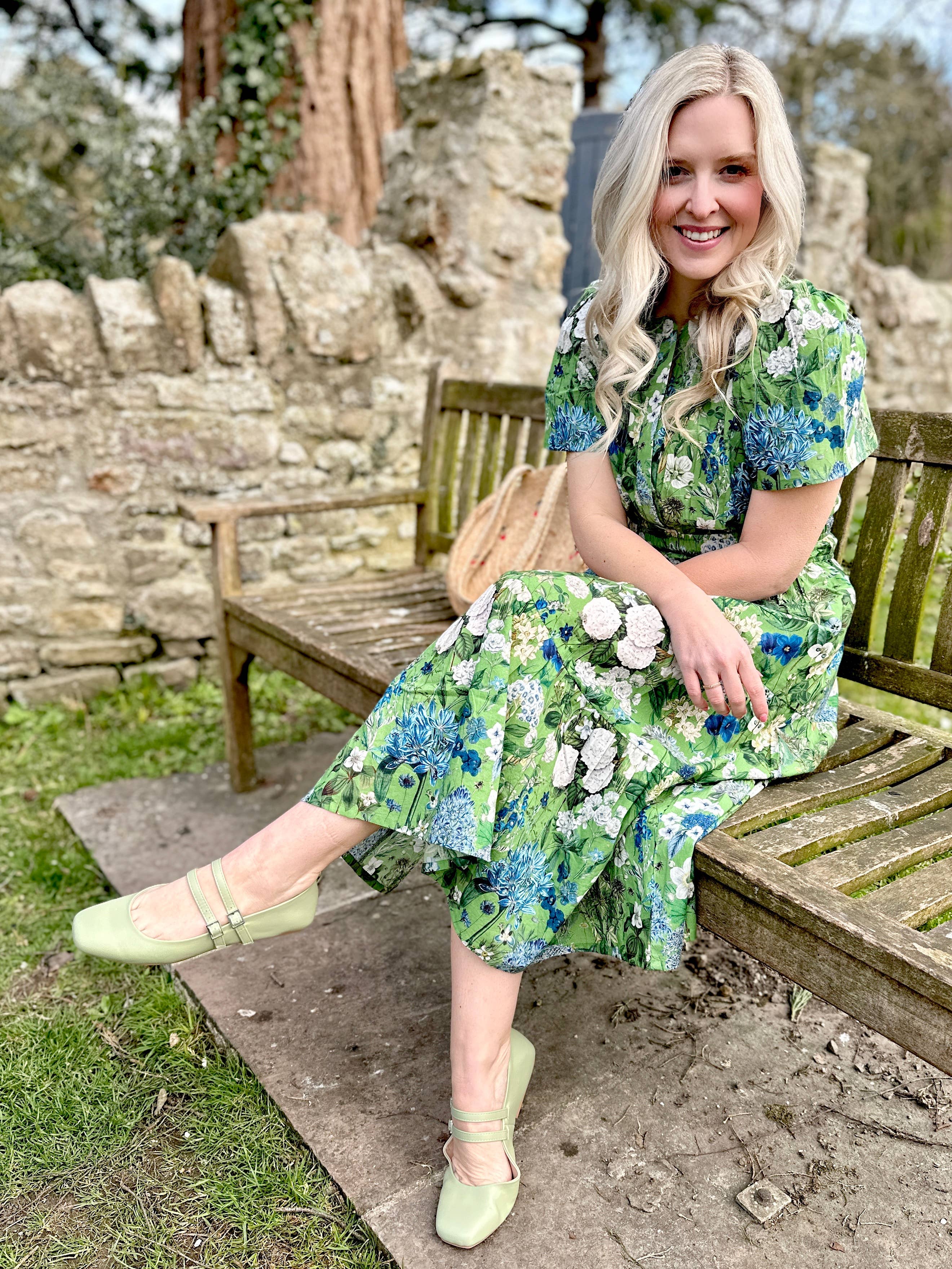 Rosehip Design - Wholesale Dress - Women's - Margot Cotton Dress - Spring Greens3