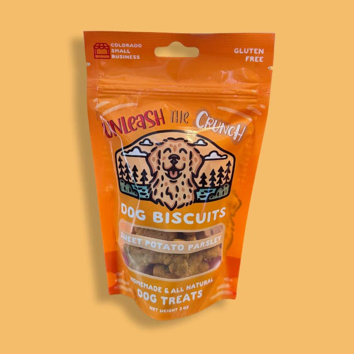 Sweet Potato Parsley Dog Treats (Gluten Free) for wholesale by Unleash The Crunch