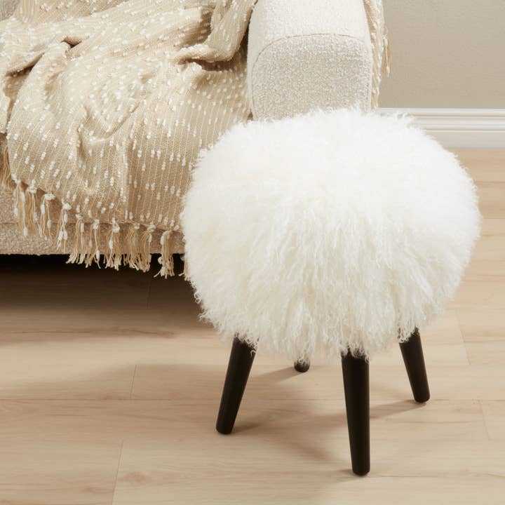 Saro Lifestyle - Wholesale Stool - Mongolian Lamb Fur Stool10