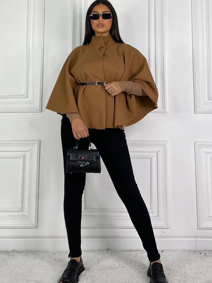 justyouroutfit – Großhandel Cape – Damen – Cape-Mantel mit Gürtel2