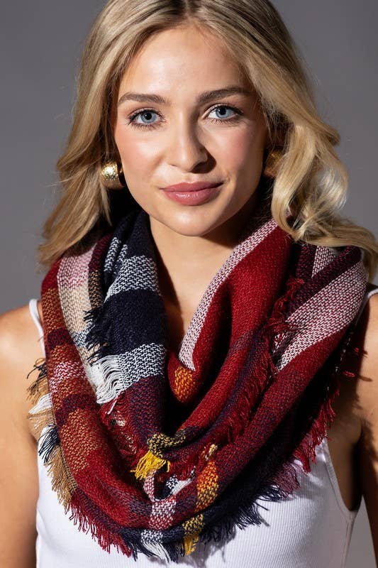 Urbanista - Wholesale Scarf - Women's - Basic Everyday Plaid Infinity Scarf4