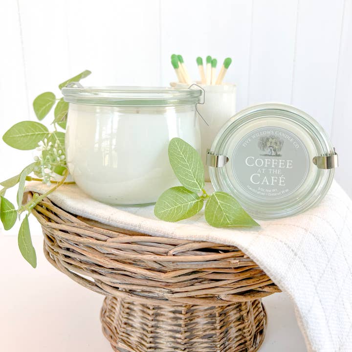 Five Willows Candle Co. - Wholesale Jar/Filled Candle - Coffee at the Cafe 9 oz. European Preserve Jar Candle0