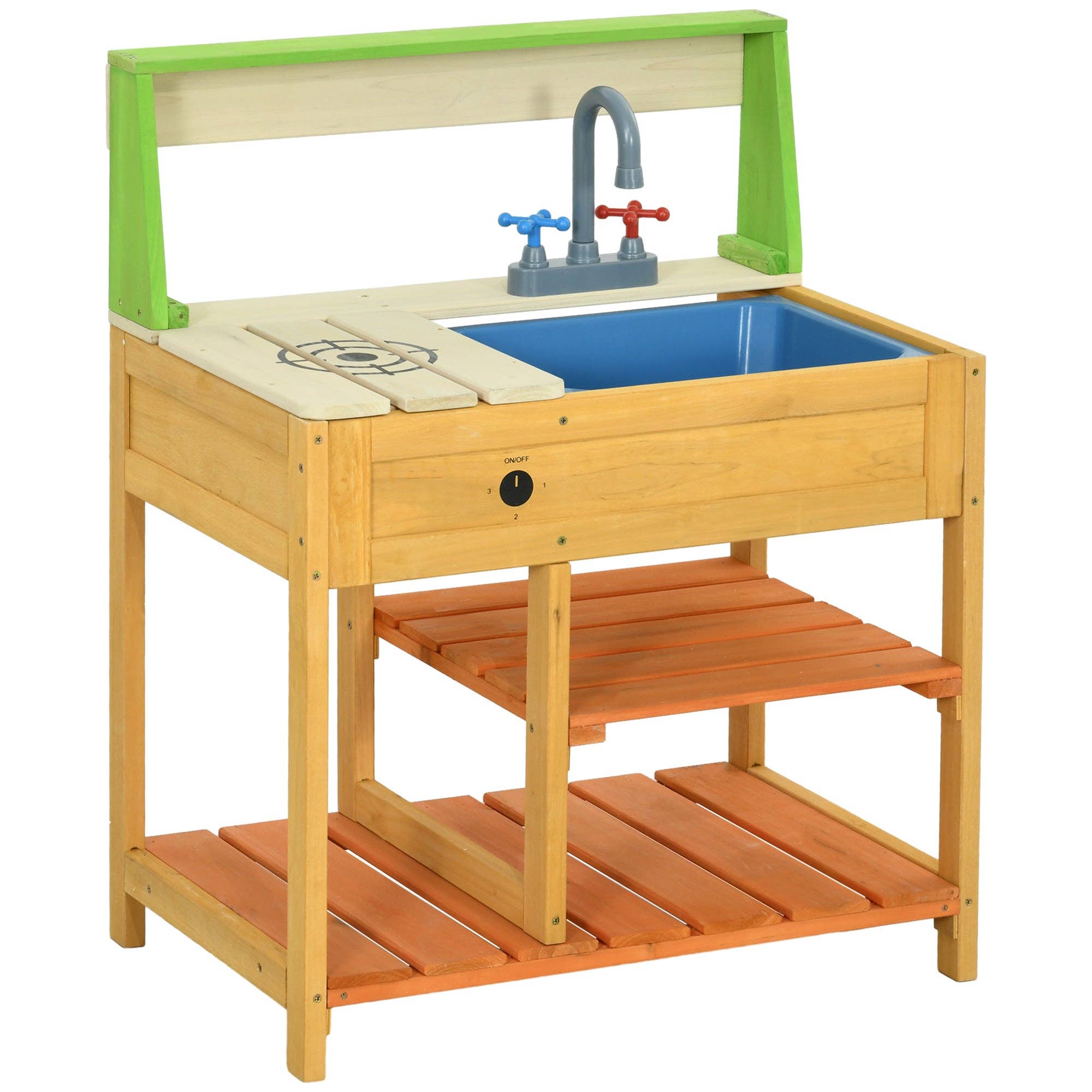 39F Inc. - Wholesale Toy Set - Kids - Wooden Outdoor Mud Kitchen Playset with Sink and Faucet1