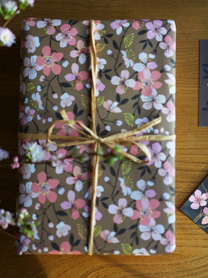 Cherry Blossom Gift Wrap for wholesale by Brie Harrison Ltd
