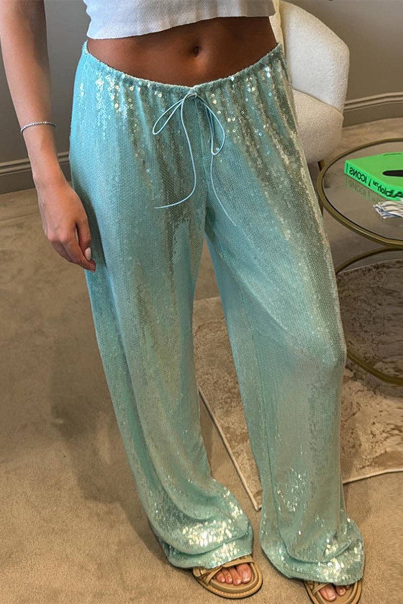 GROEN Casual broek met paillettenversiering voor groothandel op Faire0