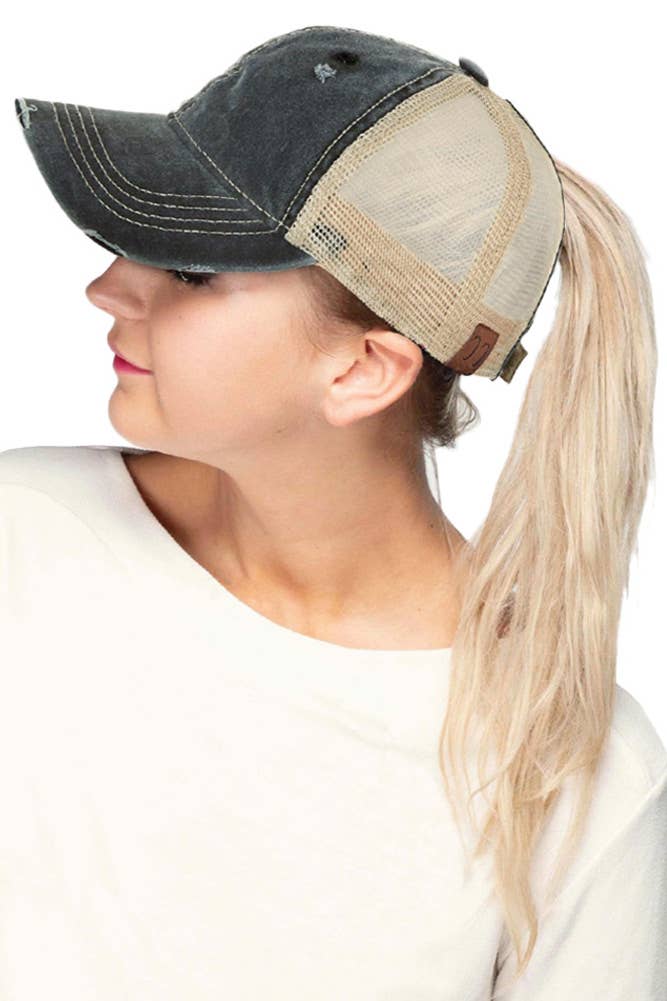 Hana - Wholesale Ponytail Cap - Women's - C.C Brand Mesh Back Ponytail Baseball Cap14