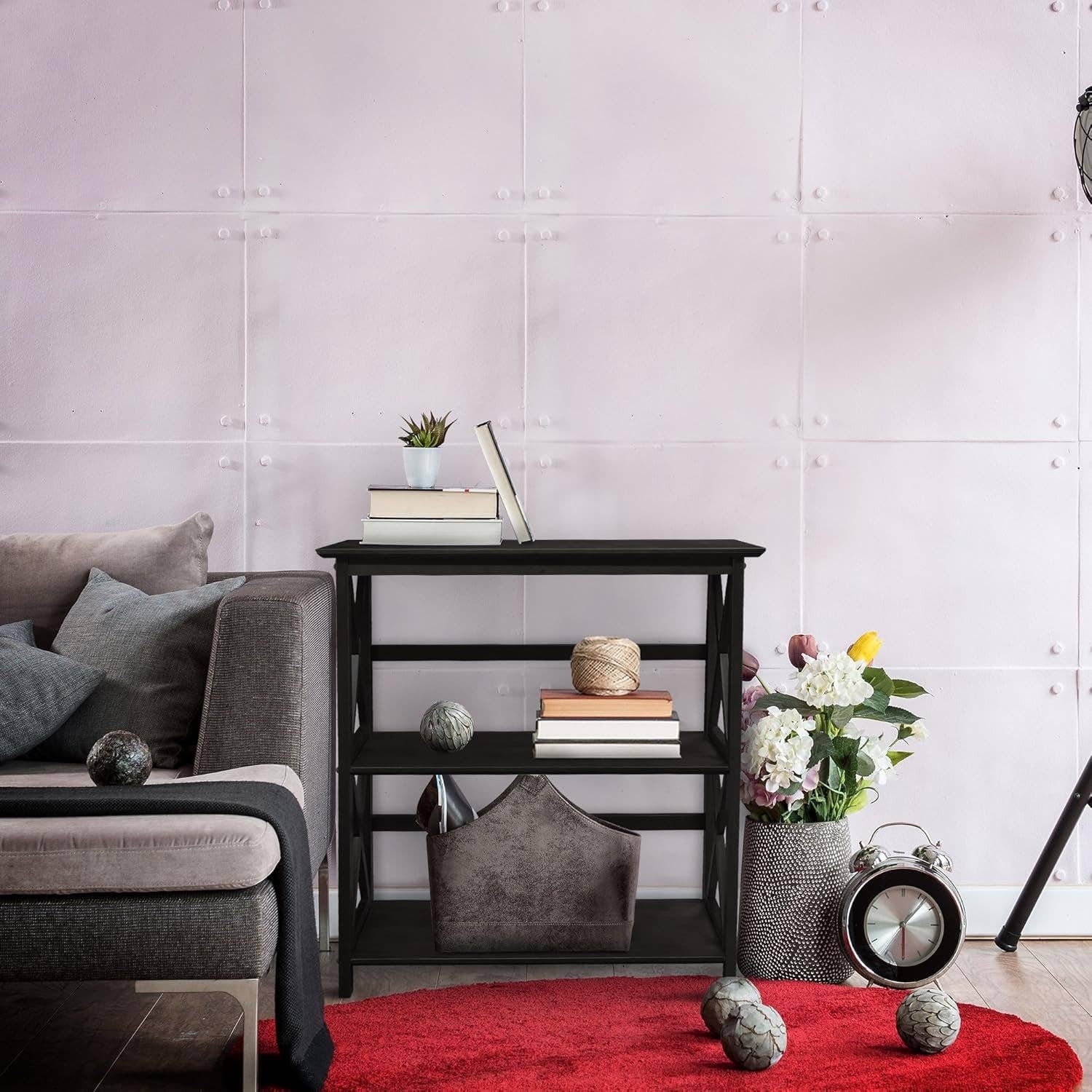 Montego 3 Shelf Bookcase Black Solid Wood Construction for wholesale on Faire1