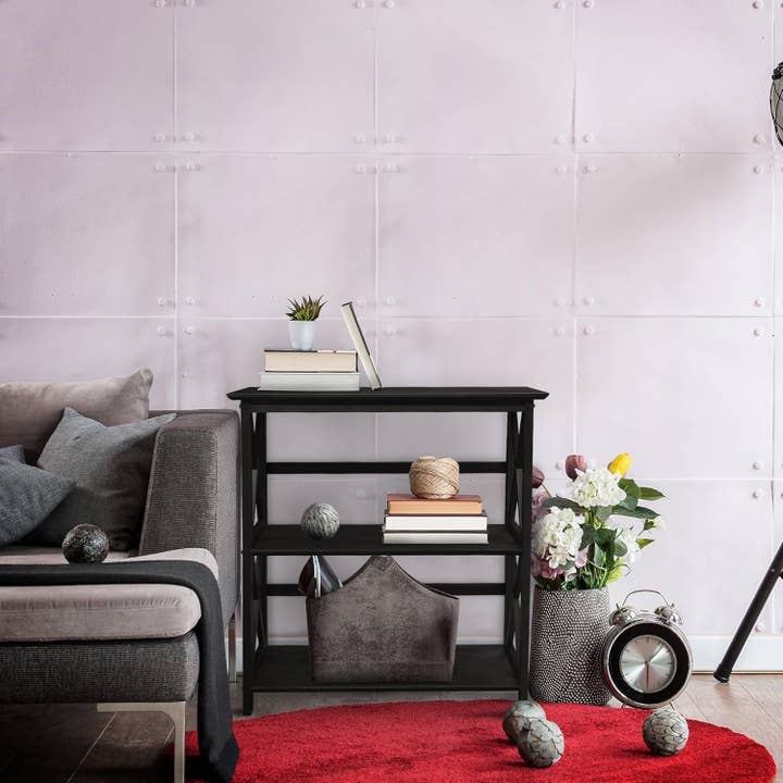 Montego 3 Shelf Bookcase Black Solid Wood Construction for wholesale on Faire1