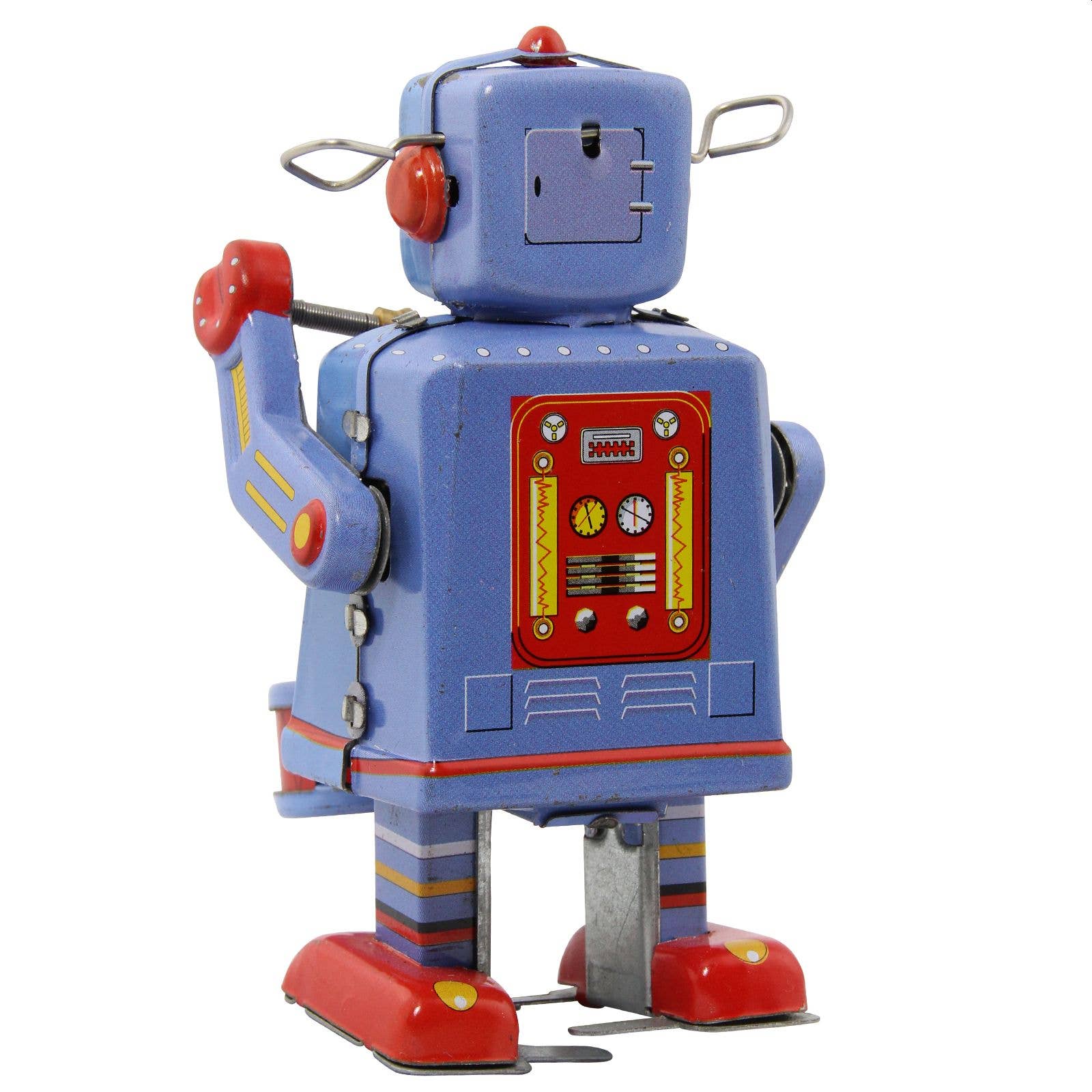 Tribal Trade GmbH - Wholesale Decorative Figurine - Robot robot with drum blue sheet metal robot tin toy2
