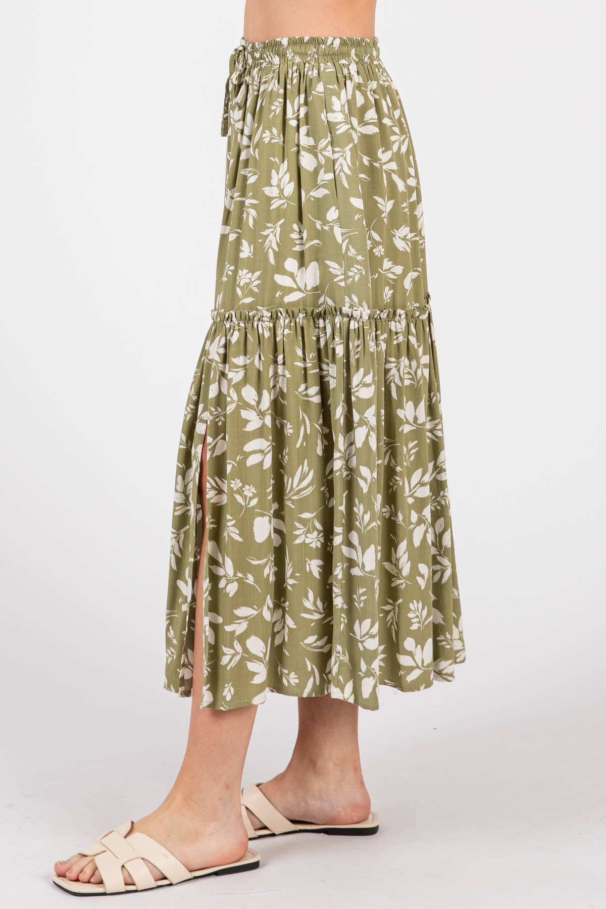 Final Touch – Engroshandel Nederdel - Dame – Printet lagdelt midinederdel med slids - VS30869