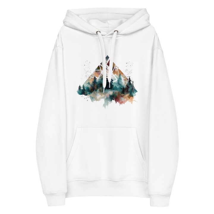 Sudadera con capucha ecológica Watercolor Forest Premium para venta al por mayor de Wander Trails